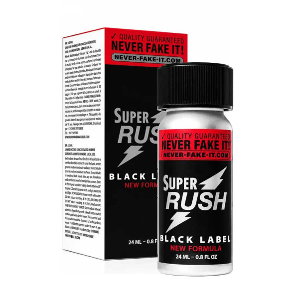 Poppers Super Rush Black Label (Pentyle) - flacon aluminium 24 ml